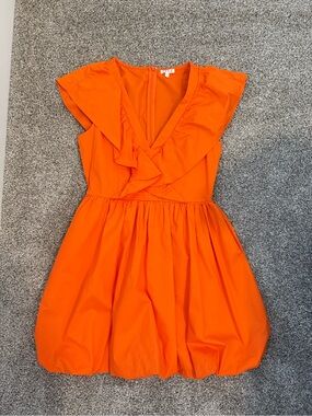 TCEC Vibrant Orange Sleeveless Dress with V-Neck